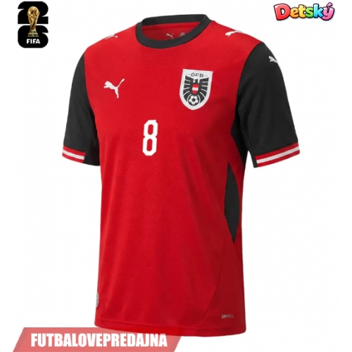 Lacne Dětský Futbalové dres Rakúsko David Alaba #8 MS 2026 Krátky Rukáv - Domáci (+ trenírky)